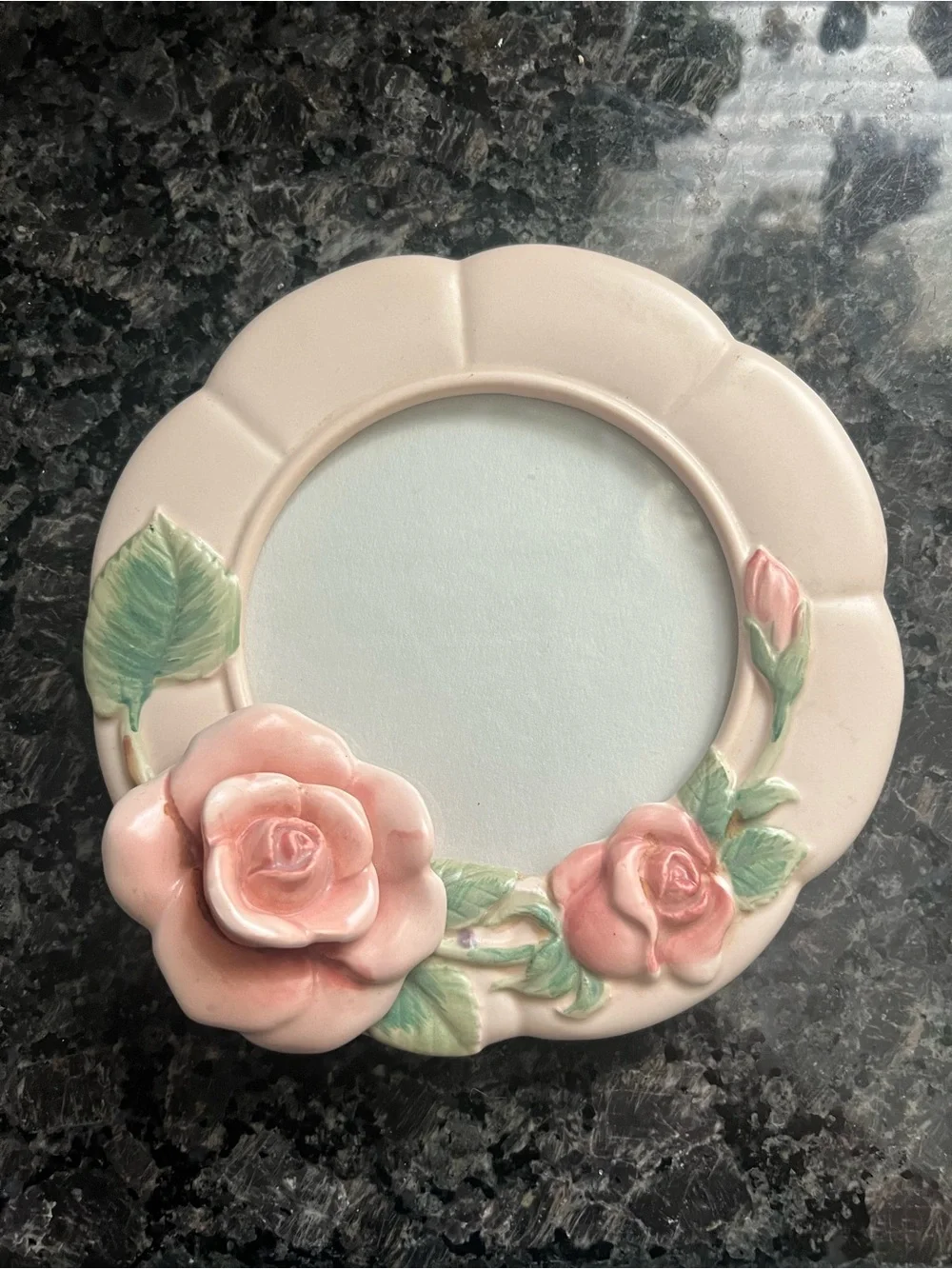 Pink Floral Ceramic Round Frame